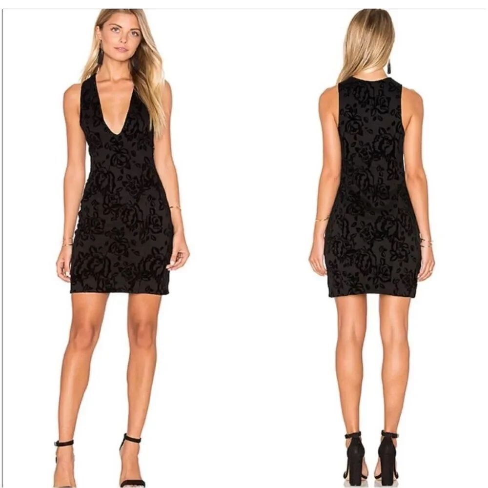Free People velvet embellished black mini dress